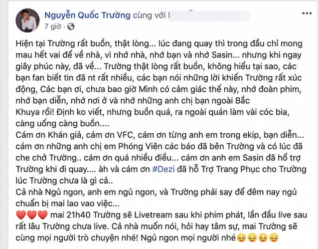 Quốc Trường sụt sùi nói lời chia tay đoàn phim “Về nhà đi con” - 1