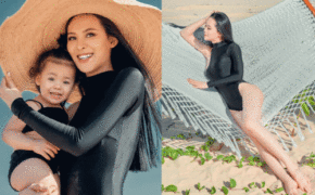 Người đẹp Hoa hậu Hoàn vũ Việt Nam tung bộ ảnh áo tắm cùng con gái nhỏ