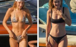 Gigi và Bella Hadid đùa giỡn với sóng biển Hi Lạp