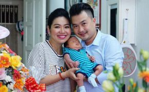 Vợ chồng diễn viên Lê Khánh mừng đầy tháng con trai đầu lòng