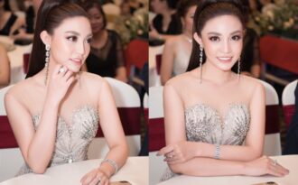 Lý San Nghi diện váy xuyên thấu, đeo nhẫn kim cương khủng dự sự kiện