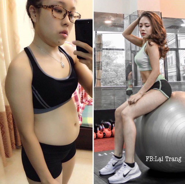  2. Hot gymer Bắc Ninh tên Lại Trang: Từng bị thừa cân, kém thon gọn nhưng cô kế toán chỉ cao 1m49 khiến bạn bè ngỡ ngàng sau khi tập gym. 