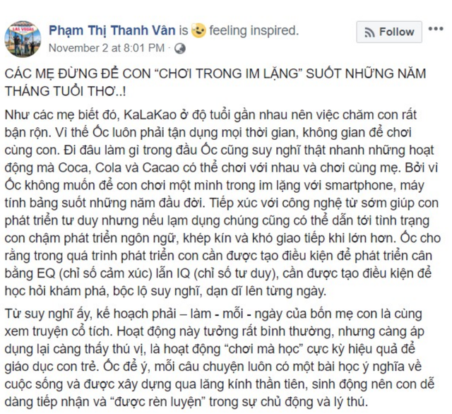  Ốc Thanh Vân khuyên các mẹ không để con chơi trong im lặng mà lựa chọn cùng con xem chuyện cổ tích mỗi ngày 