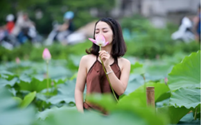 Thiếu nữ Hà Thành thả dáng bên đầm sen hồ Tây