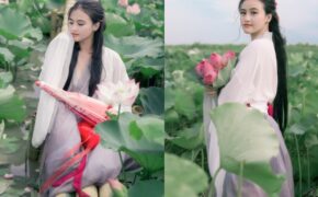 Nữ sinh chụp ảnh bên sen xinh đẹp như “thần tiên tỷ tỷ” gây sốt mạng