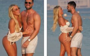 Amber Turner tình tứ bên bạn trai trên bãi biển Dubai