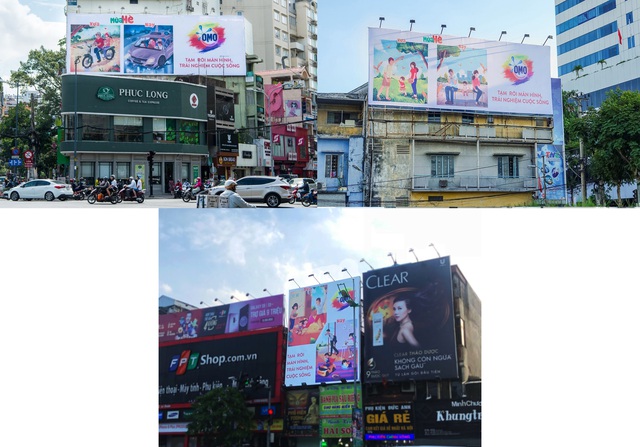 Billboard nổi bật trên các trục đường lớn: lần lượt tại Ngã Sáu Phù Đổng (Tp. HCM), Ngã tư Hoàng Diệu (Đà Nẵng) và Lê Duẩn (Hà Nội)