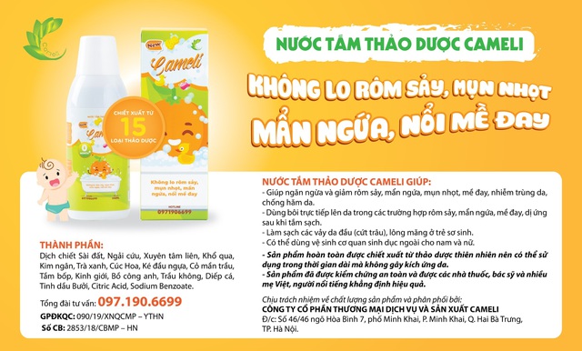 Nước tắm thảo dược Cameli - Sản phẩm an toàn trị rôm sảy cho bé yêu - 5