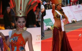 Thục Quyên diện trang phục dân tộc dự họp báo