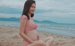 Hot girl Trâm Anh hạnh phúc khoe bụng bầu