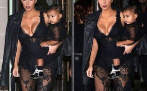 Kim Kardashian và con gái diện đồng phục xuyên thấu