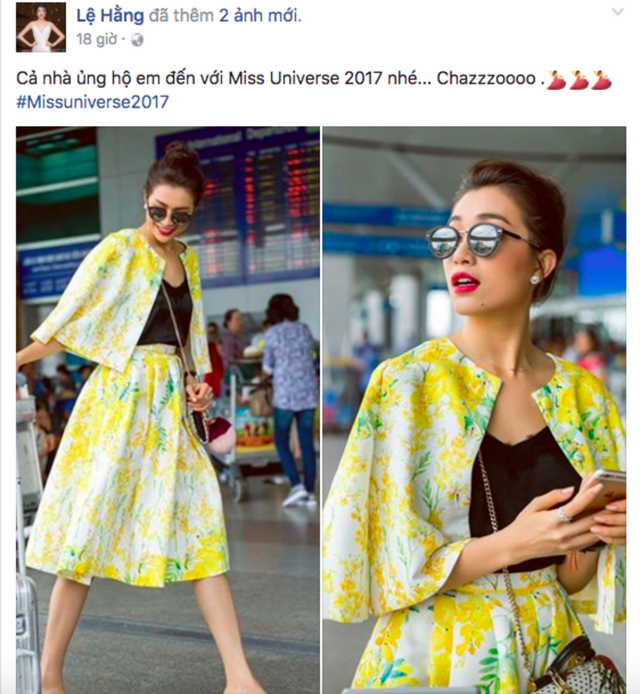 Trên Facebook cá nhân, người đẹp còn đùa rằng mình tiếp tục sang Philippines tham gia Miss Universe 2017 khiến nhiều fans tỏ ra bất ngờ.