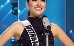 Lệ Hằng và thí sinh hoa hậu hoàn vũ bốc lửa trong đêm bán kết