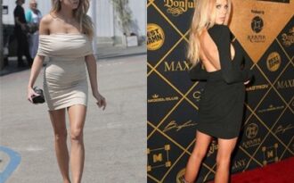 Người đẹp Mỹ đẹp như mộng với váy màu nude