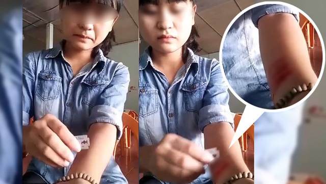  Cô gái ở Nghệ An cắt tay ngay sau khi chia tay người yêu. 