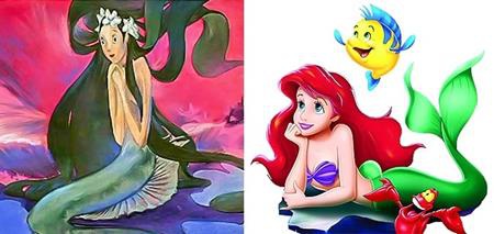 Nhan sắc nàng tiên cá Ariel trong “The little mermaid” cũng đã được các họa sĩ điều chỉnh theo chiều hướng hết sức tích cực