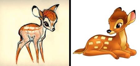 Bambi trong bộ phim cùng tên không có quá nhiều sự đổi khác, trừ họa tiết trên bộ lông