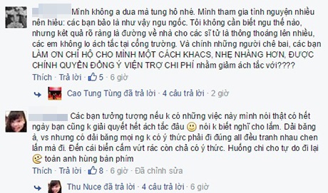 Ý kiến ủng hộ việc làm của các bạn SVTN