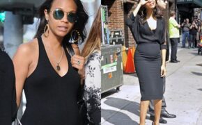 Zoe Saldana mang bầu vẫn thon thả