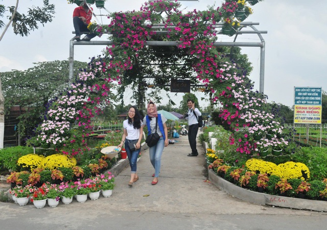 Vào những ngày này, đông nghịt du khách đến làng hoa Sa Đếc (TP Sa Đéc, tỉnh Đồng Tháp) ngắm hoa và chụp ảnh lưu niệm