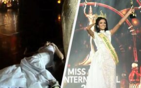 Tân hoa hậu Hòa bình quốc tế ngất xỉu khi đăng quang