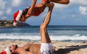 Siêu mẫu nội y bốc lửa chụp hình cùng bồ trẻ trên biển