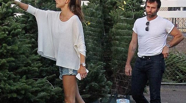 Alessandra Ambrosio giản dị đi mua cây thông Noel