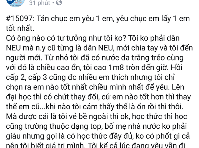 Câu chuyện được chia sẻ trên diễn đàn mạng xã hội NEU Confession