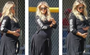 Khloe Kardashian bế bụng bầu đi chơi bóng