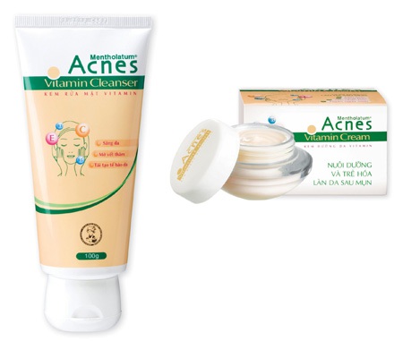 Kem rửa mặt Acnes Vitamin Cleanser và Kem dưỡng da Acnes Vitamin Cream