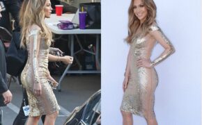 Jennifer Lopez cực hấp dẫn với váy kim sa ôm sát
