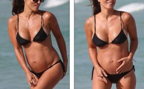 Ca sỹ Argentina mang bầu vẫn tự tin diện áo tắm hai mảnh