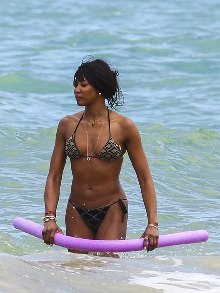 Model pal: She was joined by Naomi Campbell and her husband Jamie Hince on the trip