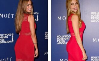 Người đẹp Colombia rực rỡ với váy đỏ xuyên thấu