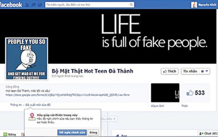 Trang facebook đã gây sóng gió cho nhiều người với những lời lẽ bêu riếu thô tục