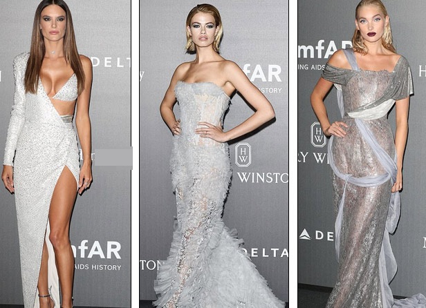  Ba siêu mẫu: Alessandra Ambrosio, Hailey Clauson và Elsa Hosk dự tiệc từ thiện amfAR Gala tổ chức tại Milan ngày 21/9 vừa qua 