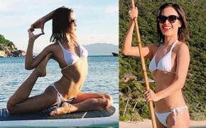 Ái Phương tung bộ ảnh bikini nóng bỏng tạo dáng yoga mừng sinh nhật