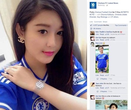 Á hậu Huyền My xuất hiện trên fanpage 7 triệu lượt người theo dõi của Chelsea