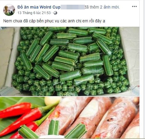 Hàng loạt các trang bán hàng, ship đồ ăn mùa World Cup mọc lên cho khách hàng lựa chọn. Ảnh: Facebook