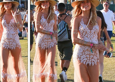 Người đẹp Anh mặc váy xuyên thấu đi xem ca nhạc