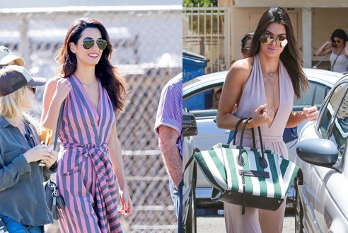  Amal Clooney - vợ của George Clooney (trái) và Ảnh 8: Kendall Kylie (phải) đeo kính Aviator của Linda Farrow Luxe xuống phố 