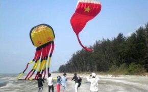 Hàng trăm người tham gia biểu diễn diều nghệ thuật