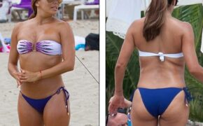 Eva Longoria khoe dáng tròn trịa với áo tắm