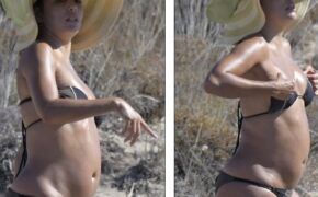 Eva Longoria lộ bụng tròn vo trên biển