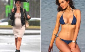 Mang bầu lớn, mỹ nhân gợi tình Anh quốc vẫn diện váy bó sát