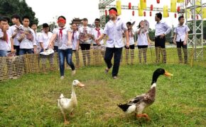 Trẻ nhỏ Hà Nội thích thú chơi bắt vịt, đập niêu tại Hoàng Thành Thăng Long