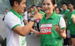 MC Nguyên Khang và Hoa hậu Giáng My hào hứng tham gia giải chạy vì cộng đồng