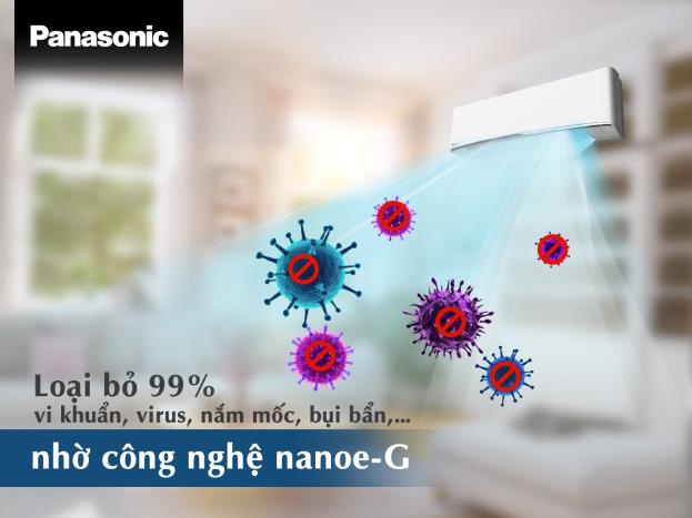 Công nghệ nanoe-G của Panasonic giúp loại bỏ 99% vi khuẩn, vi rút, nấm mốc gây nguy hiểm cho sức khỏe người dùng