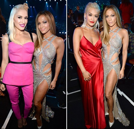 Gwen Stefanie và Rita Ora đều tranh thủ chụp hình kỷ niệm với Jennifer Lopez