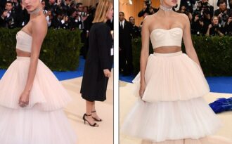 Tình cũ Justin Bieber mặc váy lấy cảm hứng từ… bánh ga tô